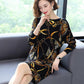 High-end Cashmere Sweater Women Autumn Plus Size Printed Wool Sweater Dress Women Mid-length Knit Dress Outwear
