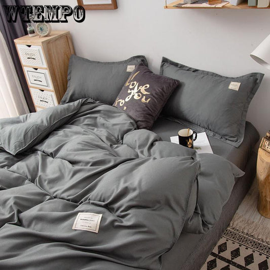 Home Solid Color Duvet Cover Set Soft Cotton Comforter Cover Pillowcase Set Single Twin Queen King Sizes Quilt Cover Set