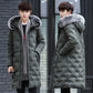Men's Down Jacket Korean Thickened Medium Length Slim Coat Oversized Hair Collar Youth Men's Fashion Coat