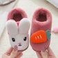 Kids Fur Slides Kids Shoes Autumn Winter Indoor Non-slip Cute Rabbit Cotton Home Slippers Baby Girls Slippers
