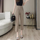 WTEMPO Office High Waist Suit Pants Solid Color Casual Elegant Daily Women's Straight Cropped Trousers