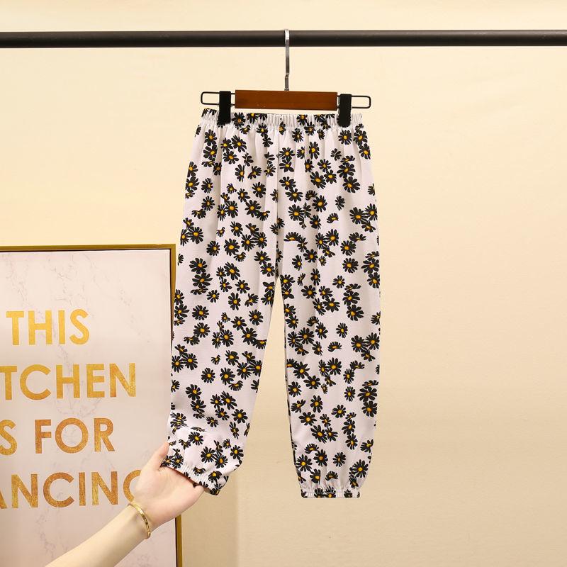 Boy's and Girl's Spring and Summer Casual Pants Children's Autumn Large Size Floral Print Loose Trousers