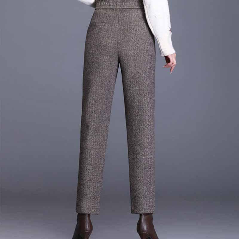 Thick Woolen Harem Pants Women's Autumn and Winter Models High Waist Loose Slimming Carrot Pants Nine Points Casual Pants