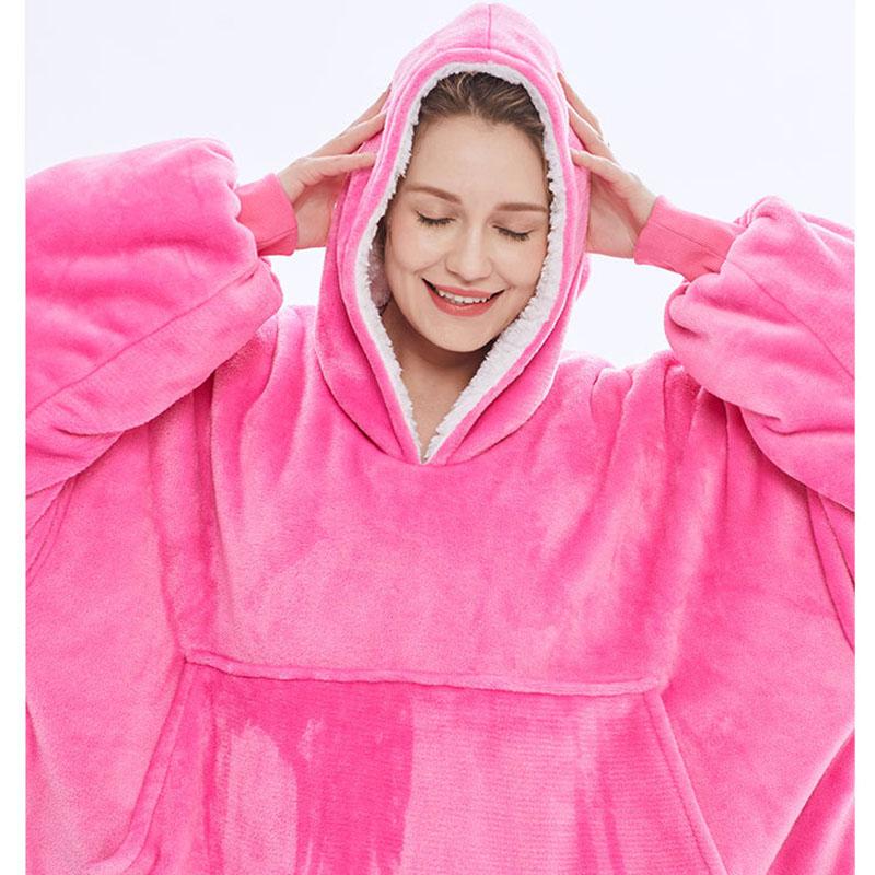 Wearable TV Blanket Hooded Blankets for Adult Sofa Cozy Super Soft Warm Blanket with Sleeves Hoodie Oversized Sweatshirt