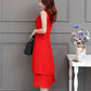 Vest Dress Chiffon M-XXXXXL Plus Size Summer Chinese Style Solid Ruffle Over-the-knee Dress