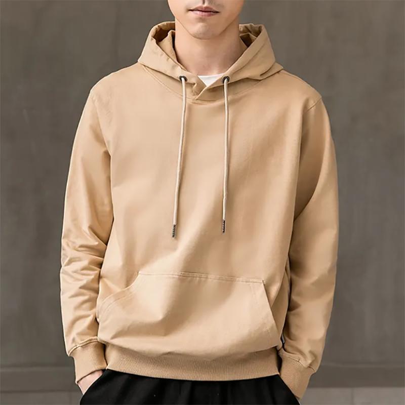 Pure Red Sweater Men's Hooded Cotton Autumn and Winter Loose Hoodie Men's Pullover Youth Sweatshirts