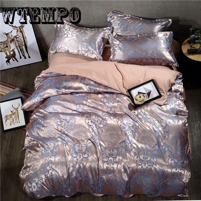 urope Palace Satin Bedding Set Luxury Jacquard Silk Cotton Duvet Cover Bed Sheet Pillowcases