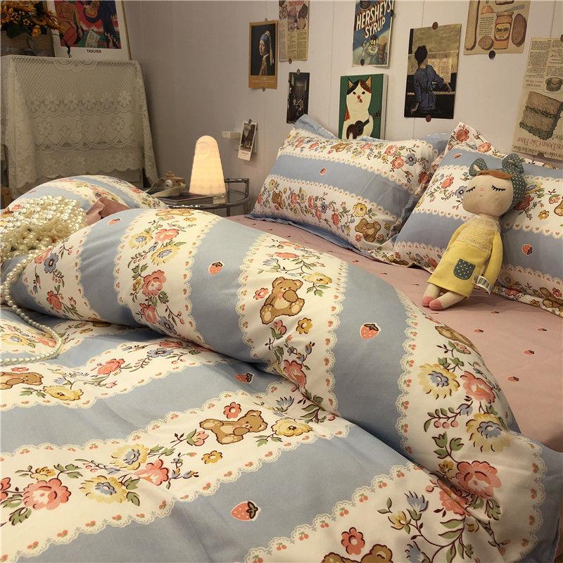 Nordic Style Light Luxury Four-piece Bed Linen Autumn and Winter Brushed Duvet Cover Simple and Fashionable Checkerboard Bedding Set