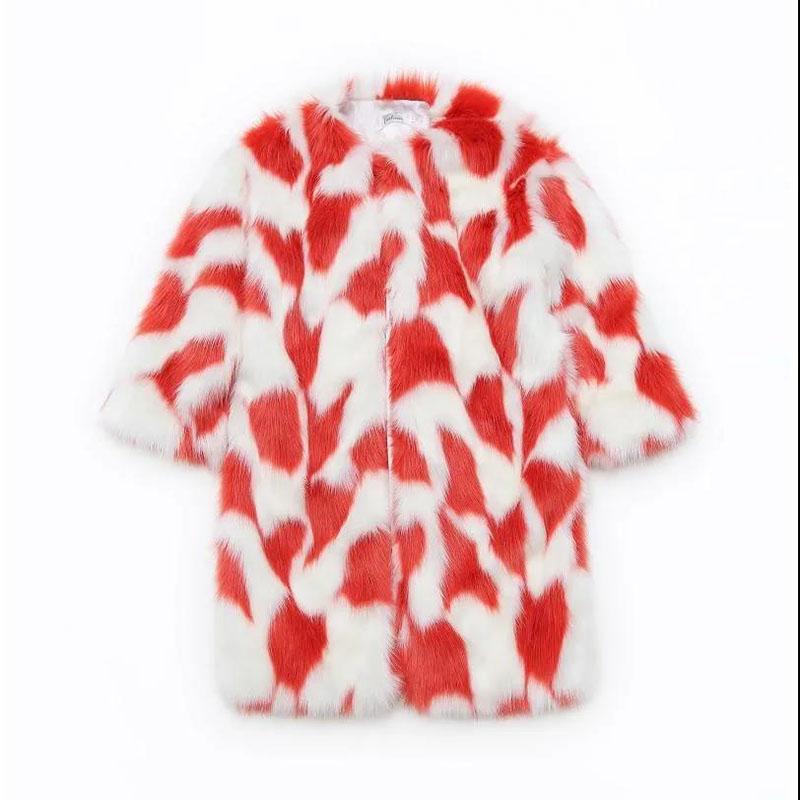 Mid-length Faux Fur Coat Winter Korean Fashion Style V-neck Thick Warm Fur One Plush Coat Suitable for Women