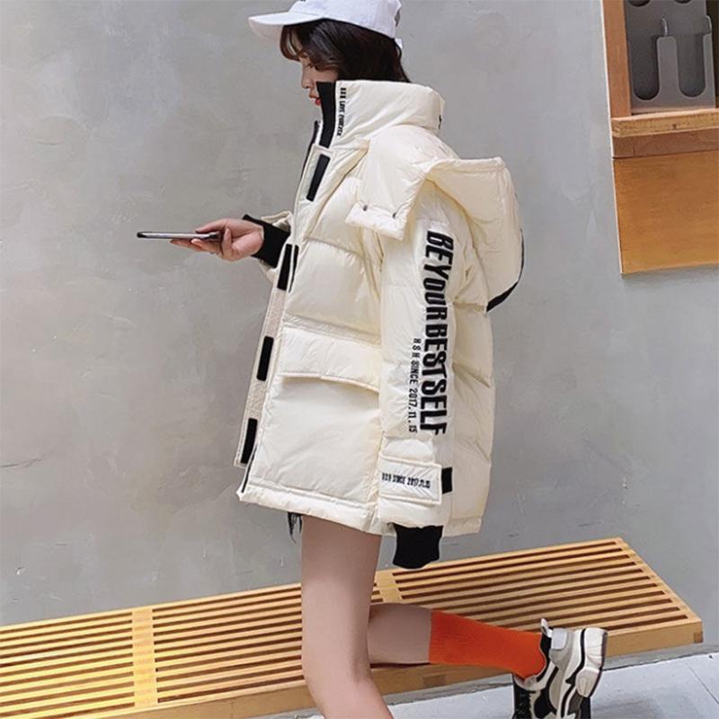 Women's Shiny Short Down Jacket Winter Korean Style Loose Quilted Jacket Casual Stand-collar Padded Jacket