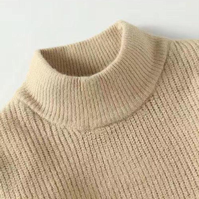 Autumn and Winter Men's Sweaters Round Neck Warm Knit Sweater Men's Half Turtleneck Sweater