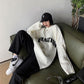 Autumn Winter  Women Fashion Sweater Casual Knitting Sweater Letters Jacquard Round Neck Pullovers Loose  Long Sleeve Sweater