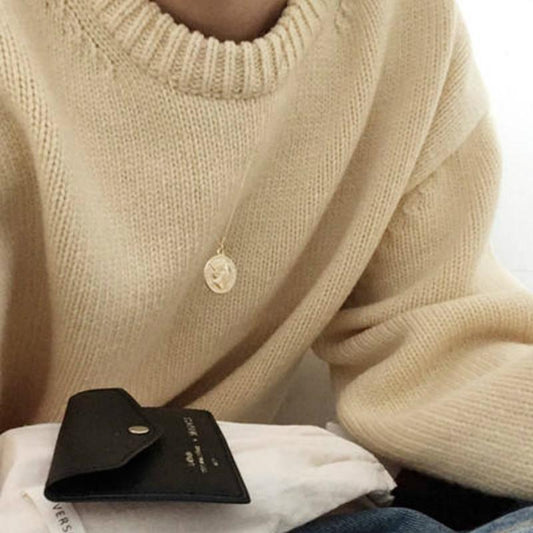 Autumn Winter Pullover Round Neck Sweater Female Students Base Loose Sweater Coat Jacket