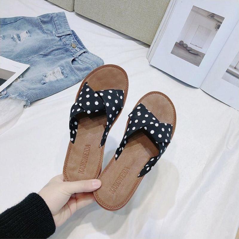 Women Fashion Flip Flops  Bohemia Bowknot Flax Linen Flip Flops Beach Shoes Wedges Bottom Slippers Sandals