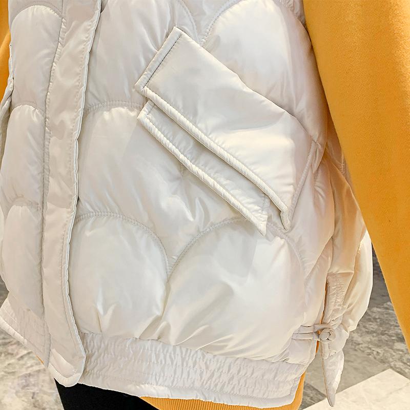 Women's Sleeveless Jacket Quilted Solid Stand Collar Zipper Ladies Casual Winter Vest Pockets Fashion Waistcoat for Female
