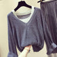Women's Pullover Sweater Fake Two-piece Sexy Off-the-shoulder Sweater Women's Long-sleeved Loose Sweater Bottoming Top