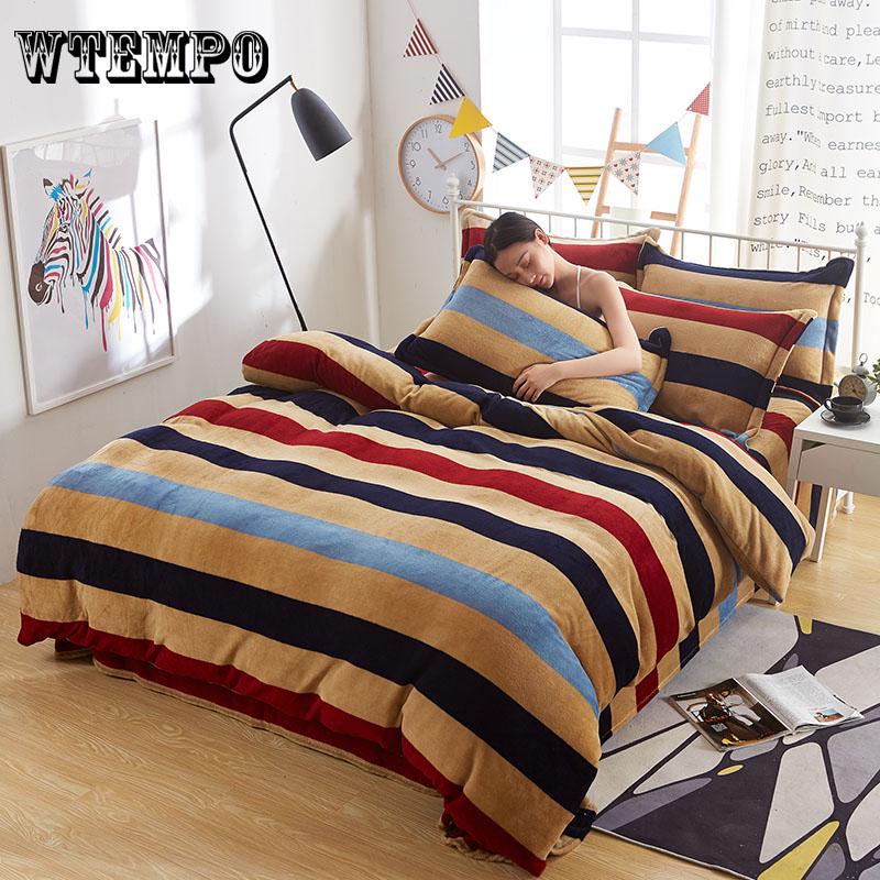 Bedding Set Soft Velvet Flannel Duvet Cover Thick Bedspread Bed Sheet/Linen Pillowcase