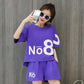 Pure Cotton Casual Sportswear Suit Women's Summer Printing Loose Short-sleeved Shorts Running Two-piece Home Comfort Suit