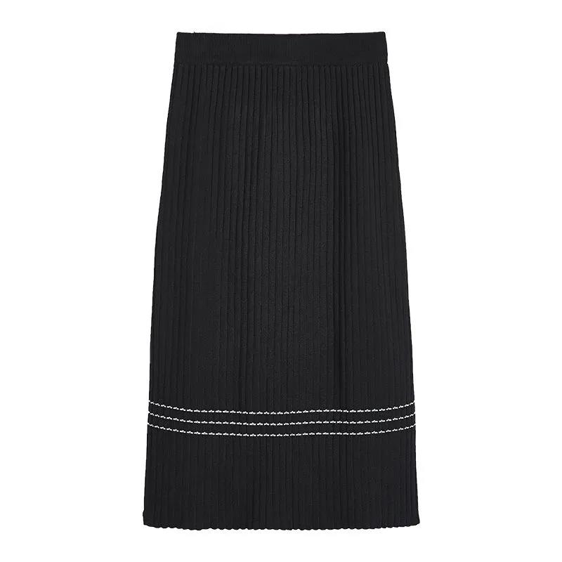 Women's Knitted Half-length Skirt Autumn and Winter Straight High Waist Slimming Loose Large Size A-line Large Skirt Thick Woolen Skirt