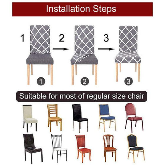 2/4/6pcs Printed Elastic Stretch Chair Cover Spandex Dinning Room Kitchen Chair Slipcovers Protector Case for Wedding Banquet Party