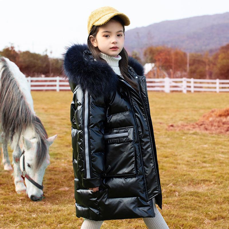 Girls' Warm and Windproof Down Jacket Disposable Mid-length Clothes Winter Thick White Duck Down Jacket
