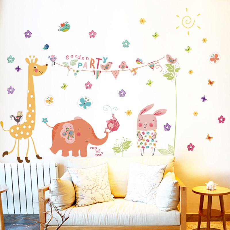 [Wall stickers] garden party wall stickers for kids rooms baby room bedroom living room flower cloud
