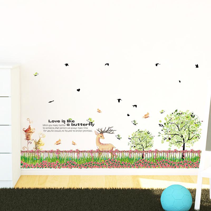 Fence flower garden butterfly wall sticker bedroom living room TV sofa background decoration