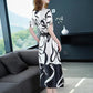 Women's Summer Short Sleeve Dress Large Size Loose Print Round Neck Tie Skirt