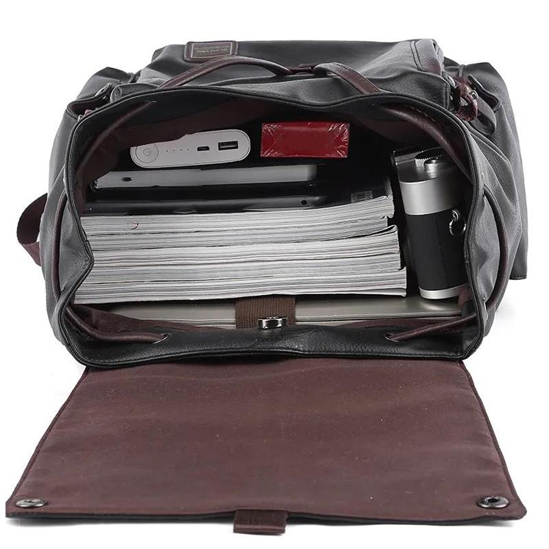 Backpack Male Travel Fashion Trend Men's Backpack Large Capacity PVC Leather Bag High School Student Schoolbag Male