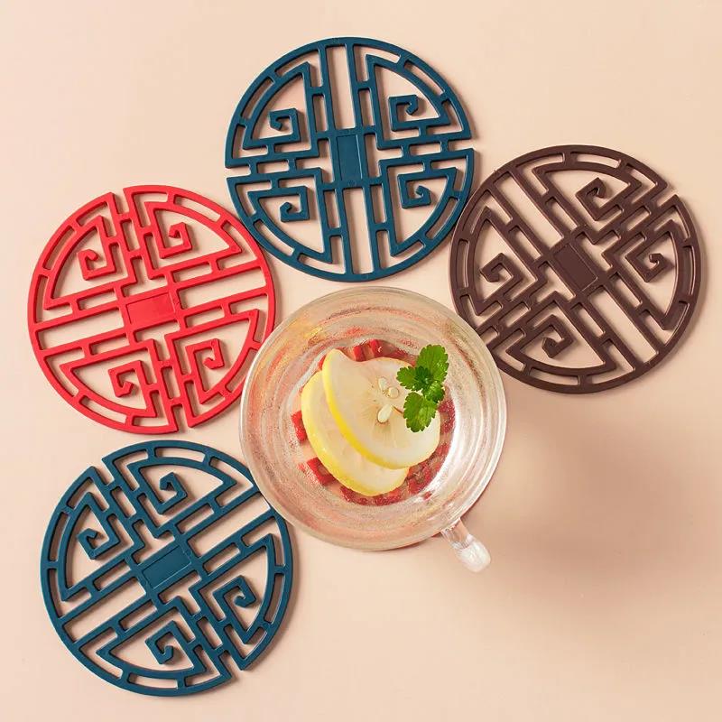 Chinese Style Retro Placemat Table Anti-scald Household Silicone Pad Dish Pad Coaster