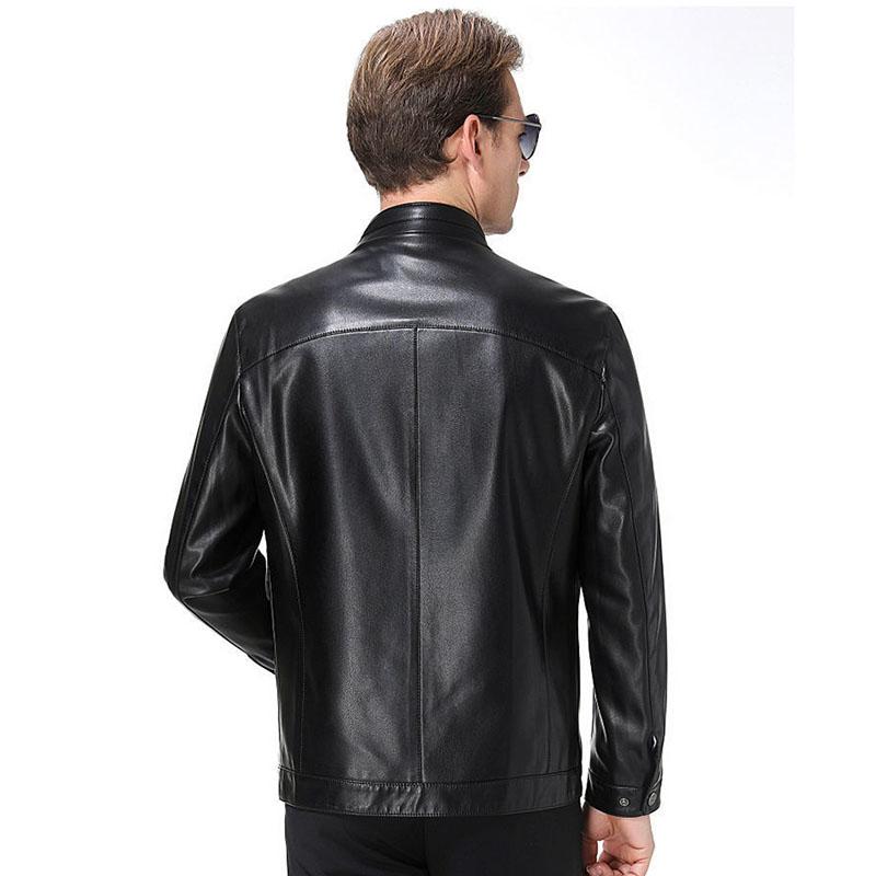 Leather Jacket Men's Leather Leather Jacket Autumn and Winter Sheep Leather Jacket Leather Sheepskin Men's Middle-aged and Elderly Jacket