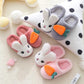 Autumn and Winter Children's Cotton Slippers Indoor Warmth Flat-bottomed Cotton Shoes Rabbit and Radish Design