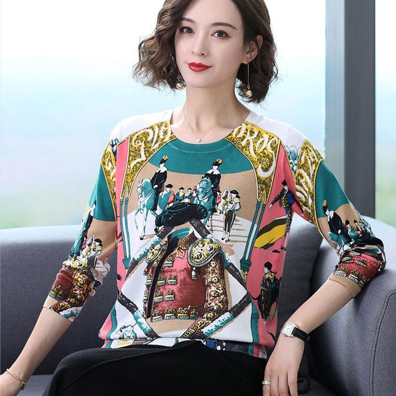 Autumn Winter Pullover Woolen Sweater Women High-end Loose Knitted Sweaters Jumpers Female Soft Cartoon Print Cashmere Sweater