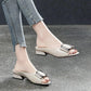 Leather Slippers Women Wear Summer Sandals Mother Go Out Women's Shoes Sandals Flat Thick Heel Slippers