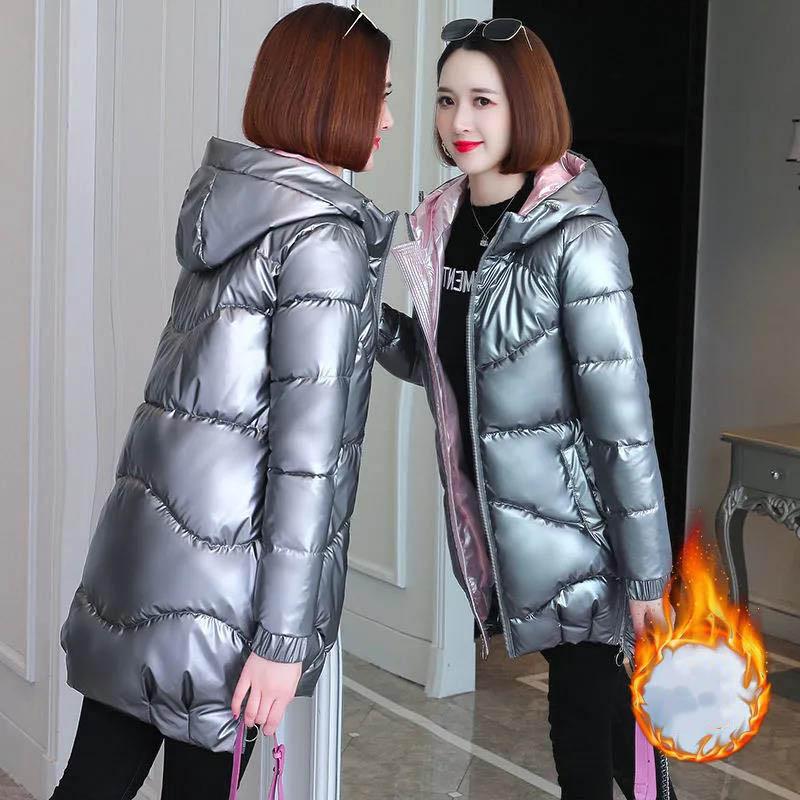 WTEMPO Women's Cotton-padded Jacket Mid-length Winter Loose Colorful Hooded Down Jacket