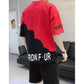 Summer Men's Contrast Color Short-sleeved T-shirt Sports Casual Suit Trendy Casual Five-point Shorts Handsome Summer