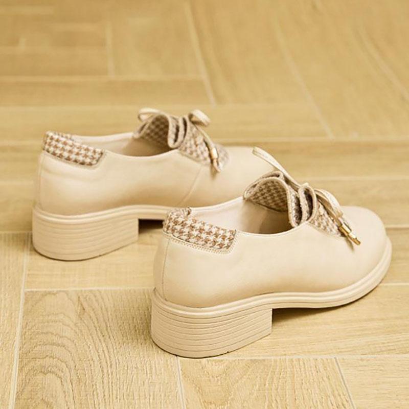 Ladies Style Gentle Shoes Women Spring All-match Women's Shoes Retro Single Shoes Mid-heel Small Leather Shoes