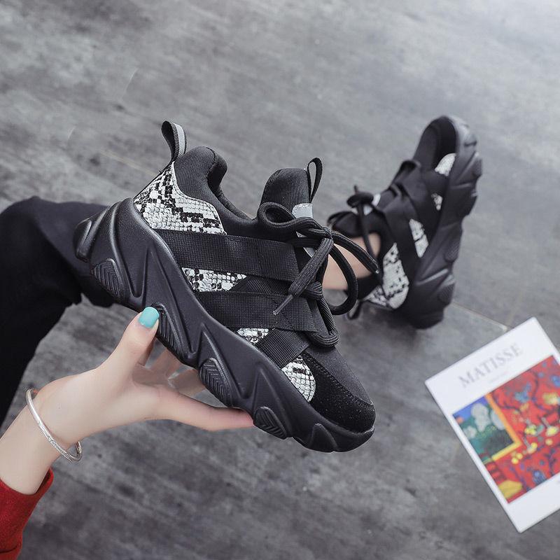 Harajuku Style Spring  Summer Sports Shoes Female Students Korean Sports Shoes Increased Casual Breathable Running Shoes