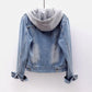 Denim Jacket Women's Autumn and Winter Hooded Casual Jacket Student Short Top