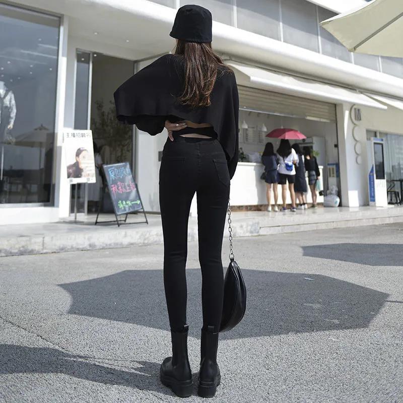 High-waisted Leggings Women's Spring and Autumn Cross-waist Tight-fitting Thin Elastic Pencil Feet Trousers Thin