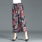 XL-4XL Spring High Waist Wide Leg Pants Summer Loose Large Size Thin Culottes Elastic Waist Printed Cropped Pants