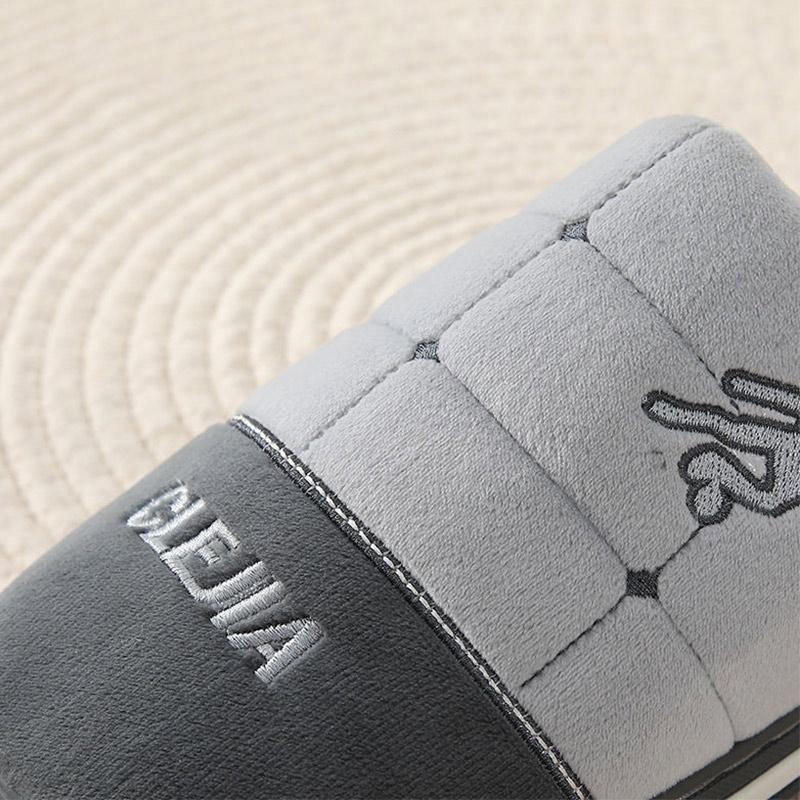 Household Cotton Slippers Men's Home Autumn and Winter Thick Bottom Non-slip Indoor Warm Plush Shoes