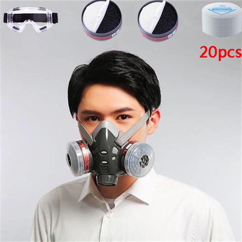 Half Mask Spray Paint Gas Mask Respiratory Protection Safety Dust-proof Respirator Mask Filter