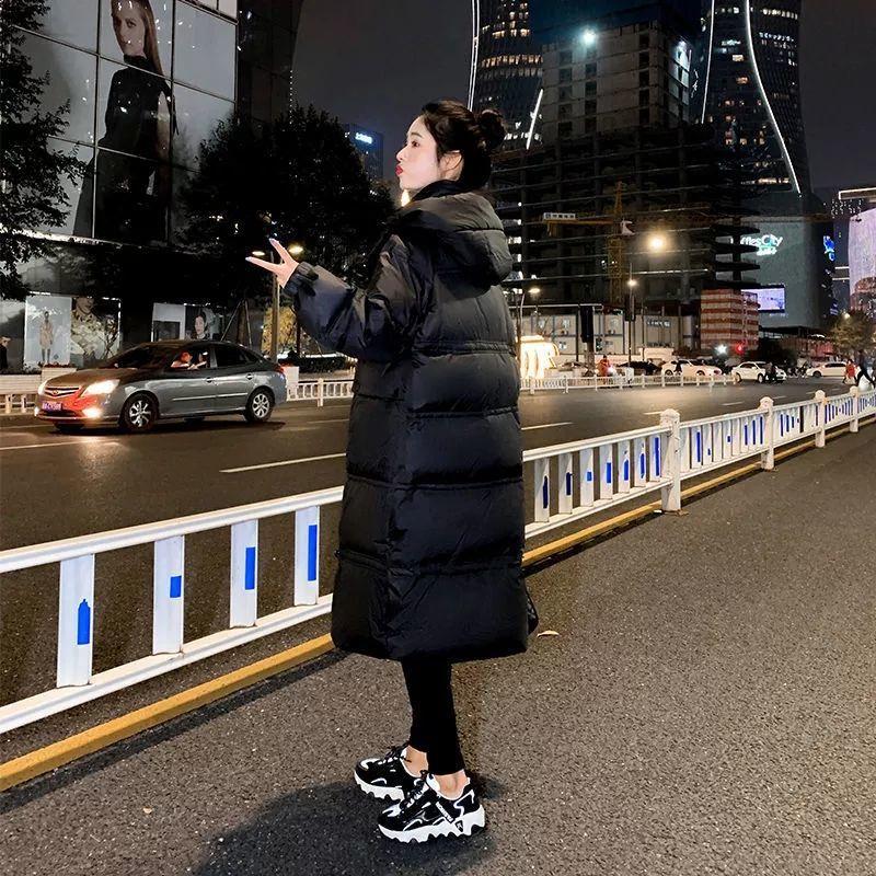 Mid-length Down Jacket Female White Duck Down Dongdaemun Korean Style Hooded Loose