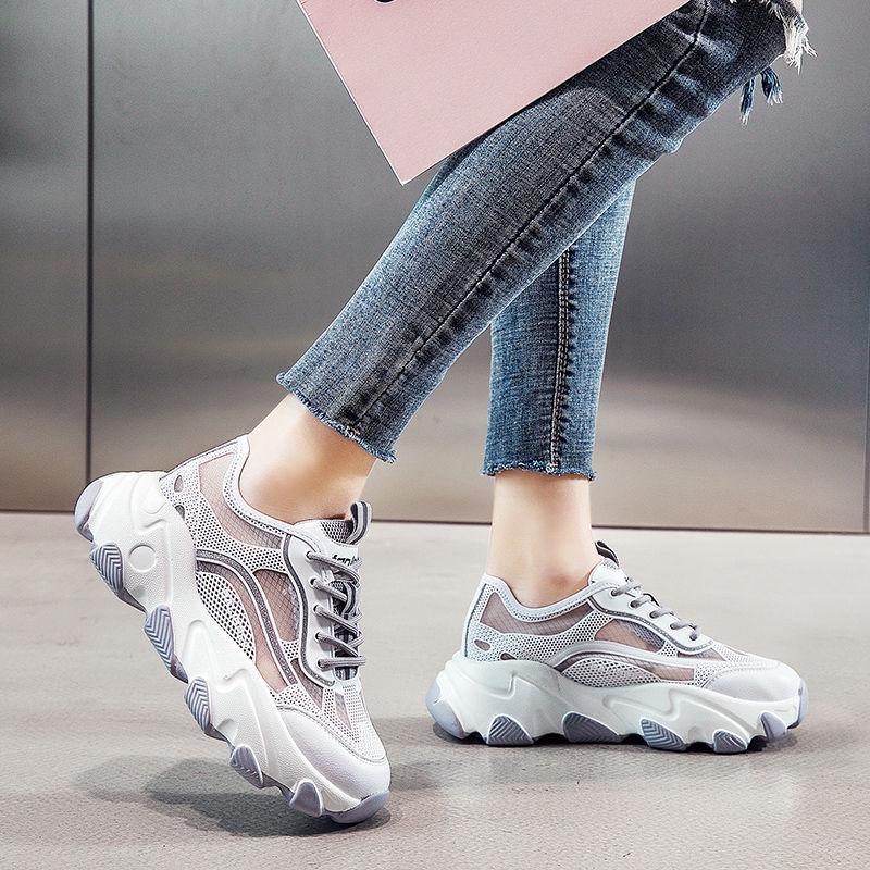 Sneaker Shoes Women Platform Shoes Summer White Wedges Sneakers Ladies Trainers Chunky Sneakers Women  Shoes