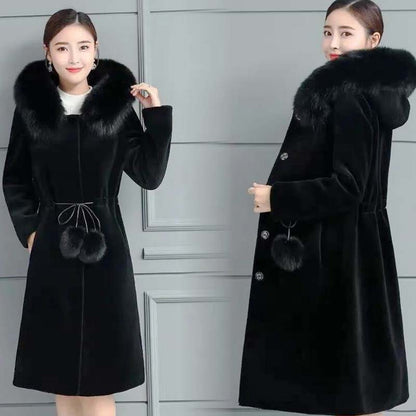 Faux Mink Fur Coat Women's Mid-length Autumn and Winter Faux Fur Coat Large Size Thicken