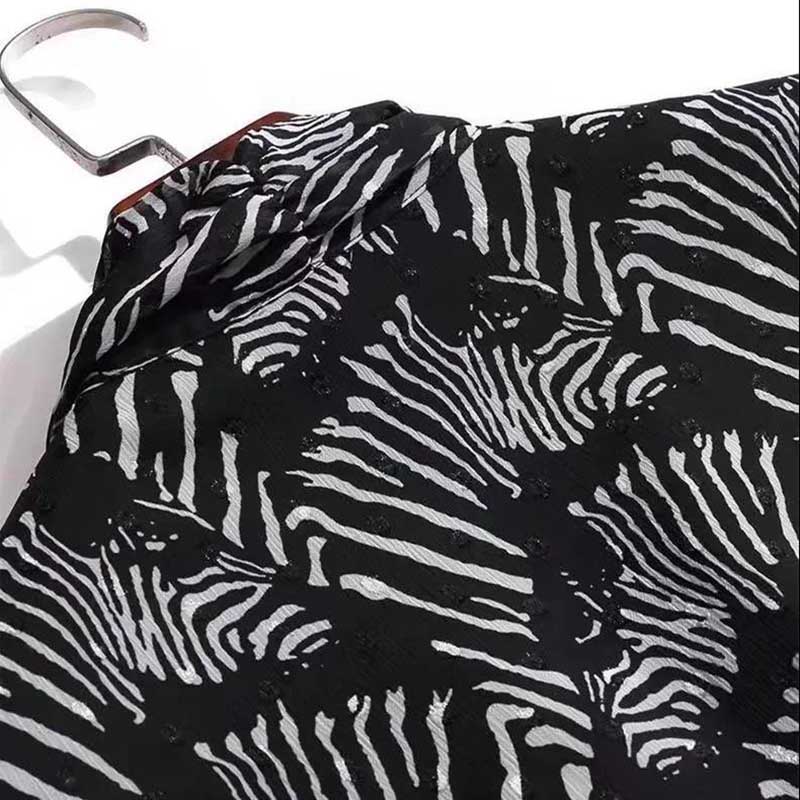 Chiffon Shirt Women's Spring Mid-length Large Size Loose Zebra Print Top