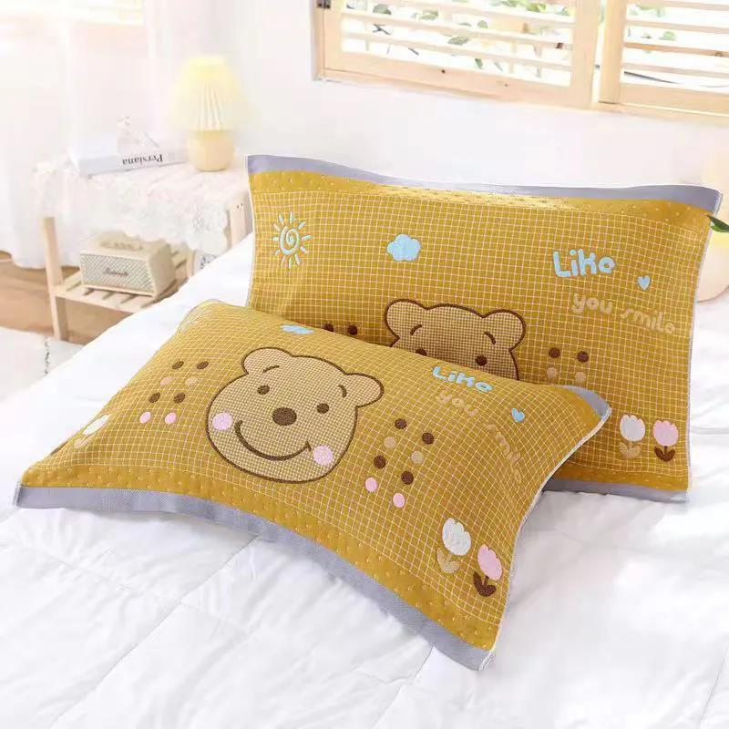 Two-piece Cotton Pillowcase Soft and Skin-friendly Bed Pillowcase  Printed Double Pillowcase