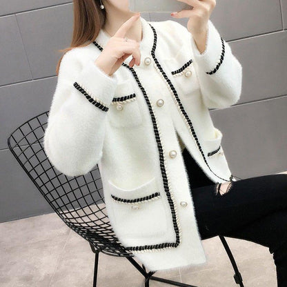 Winter Knit Sweaters for Women Solid Color Long Sleeved Buttons Loose Pullovers Turtleneck Warm Irregular Hem Tops