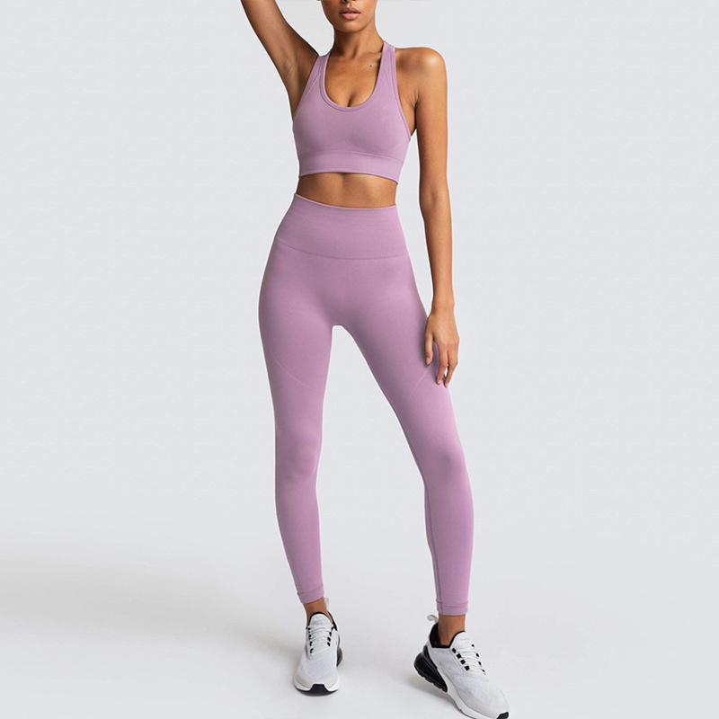 Sports Outfit Fitness Set Athletic Wear Yoga Clothing Set Sports Suit Women Sportswear Seamless Knit Hips Sports Yoga Set Fitness Bra Vest Set